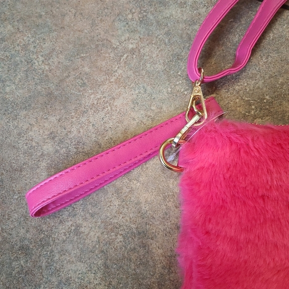 Fuzzy Barbie Pink Bag with Crossbody strap Soft - Picture 4 of 5